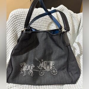 Coach beautiful black with blue accent purse